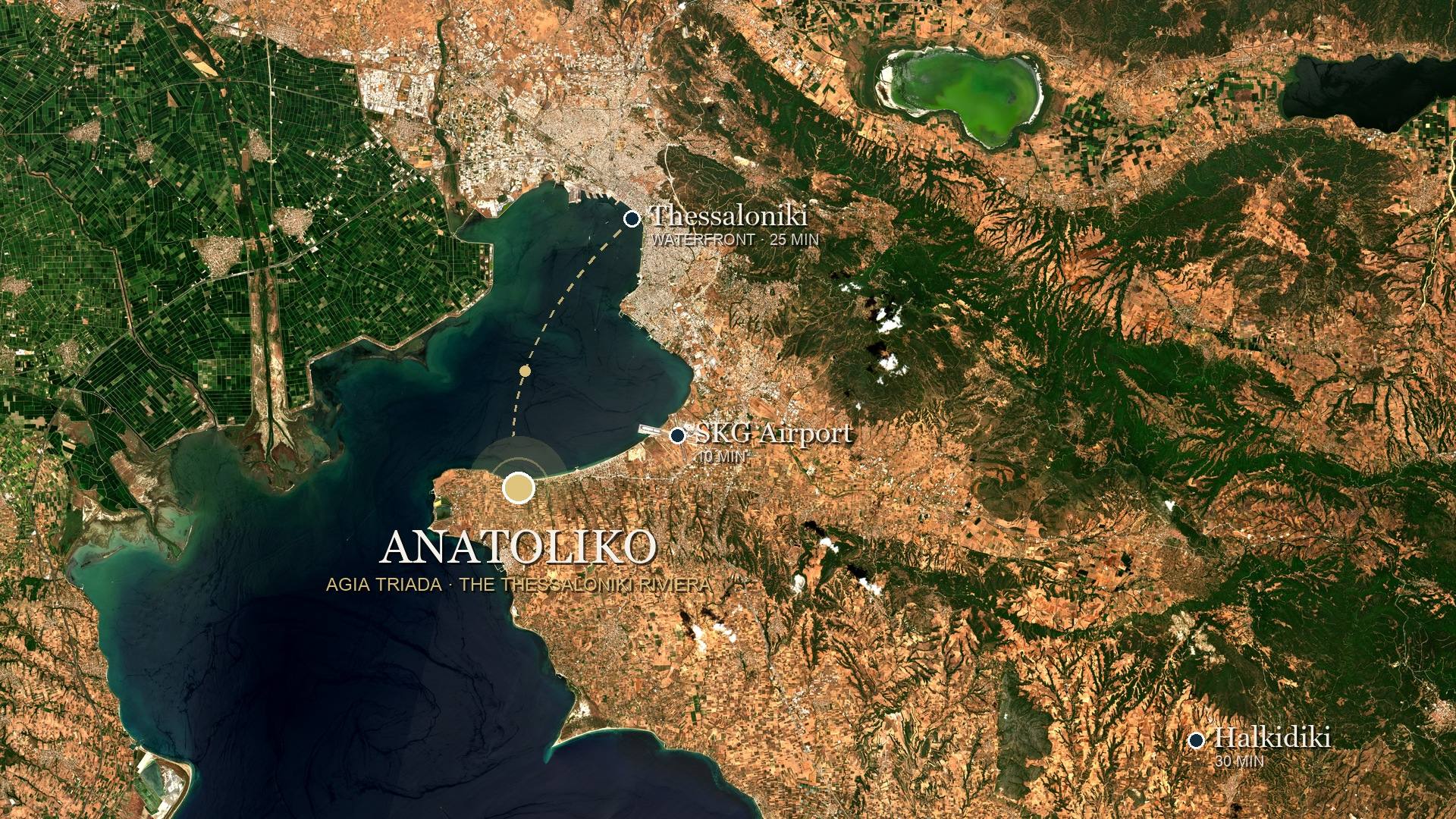 Θέα από drone πάνω από το masterplan του ANATOLIKO (καλλιτεχνική απεικόνιση)