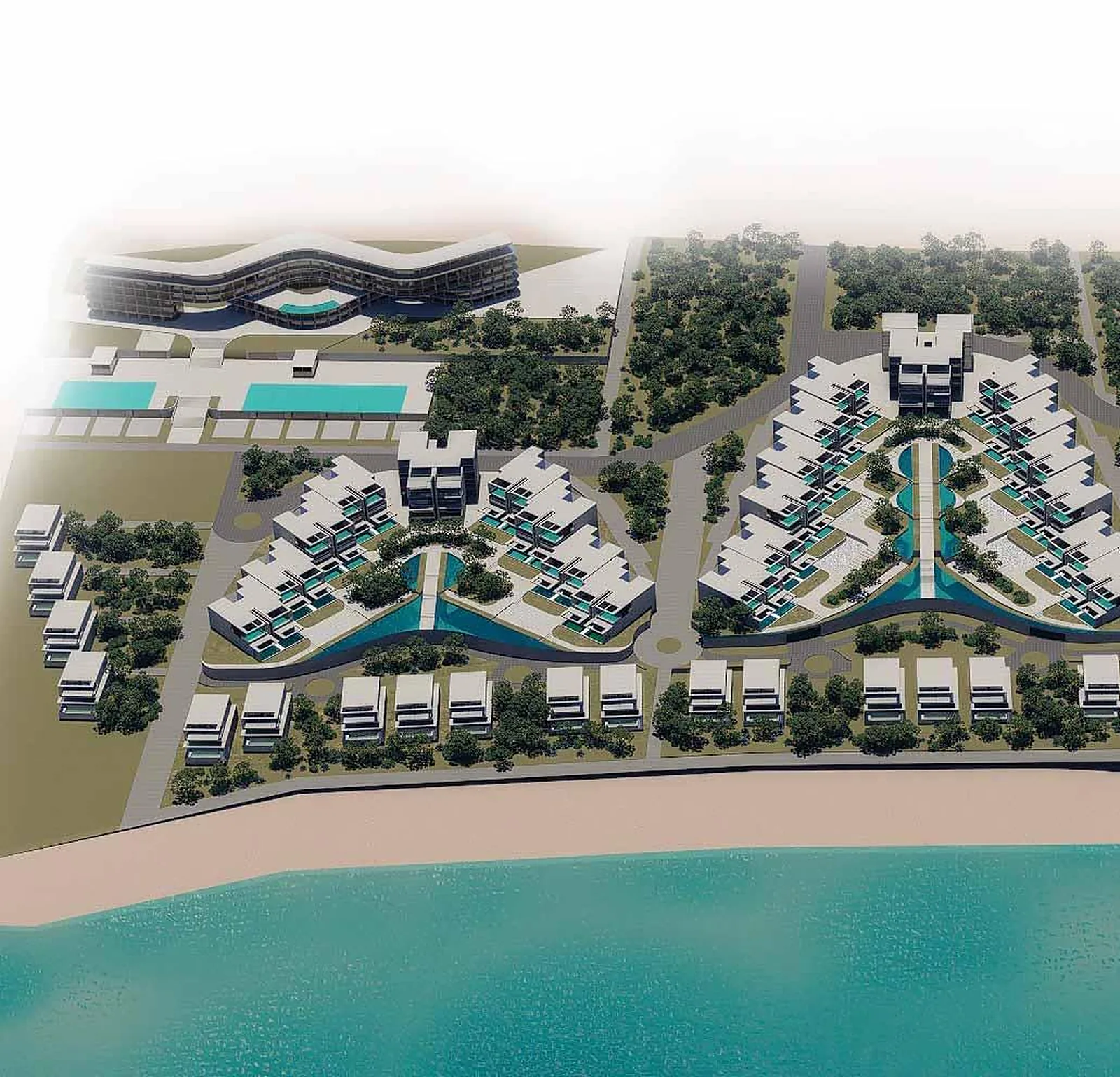 Θέα από drone πάνω από το masterplan του ANATOLIKO (καλλιτεχνική απεικόνιση)